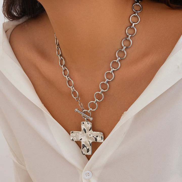 Hammered Cross Series Necklace: Contemporary Faith & Stylish Devotion