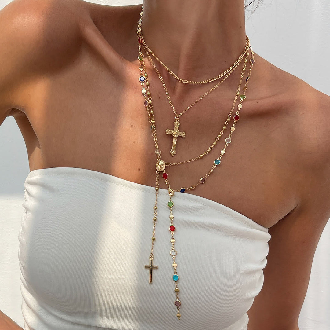 Layered Cross Necklace Set: Multistrand Faith & Fashion-Forward Expression