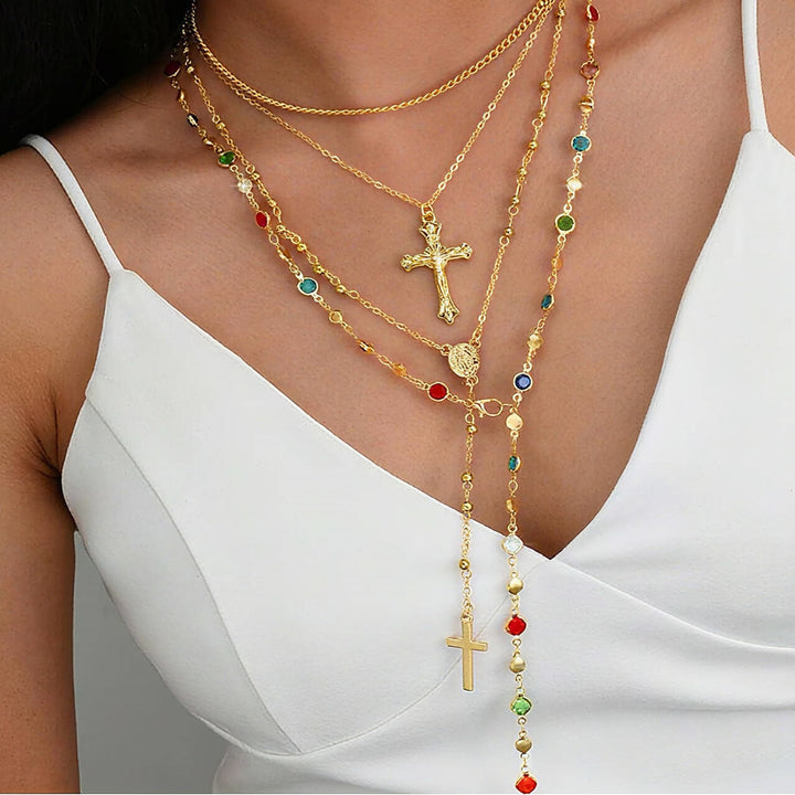 Layered Cross Necklace Set: Multistrand Faith & Fashion-Forward Expression