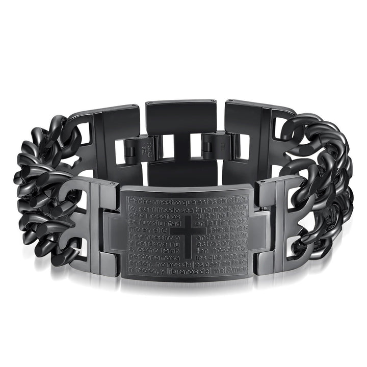 Cross & Prayer Bracelet: Sacred Text & Edgy Fashion
