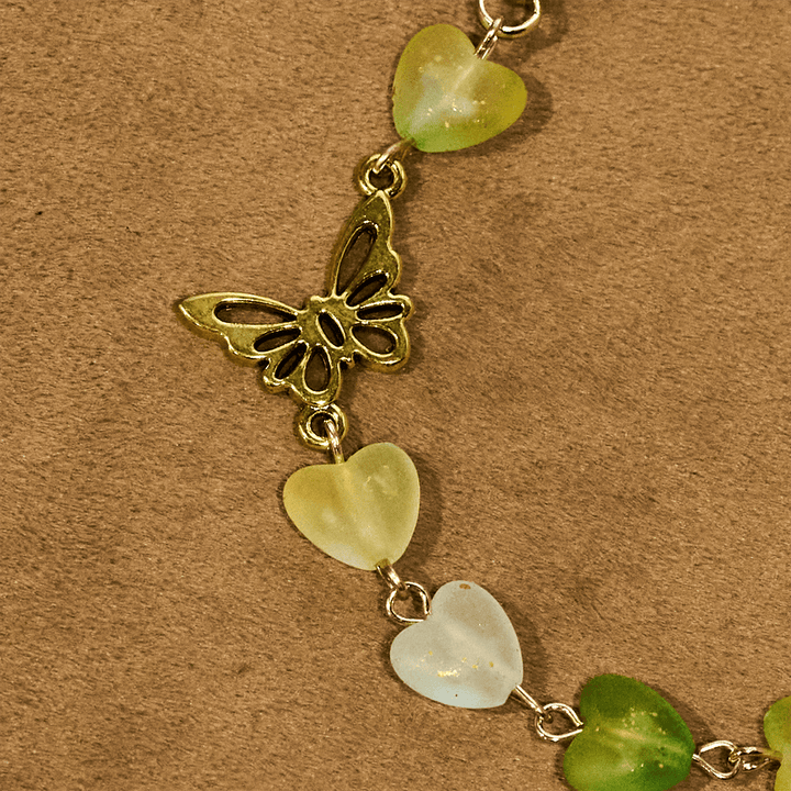 Green Heart & Butterfly Rosary, Bracelet: Devotion & Artful Spirituality