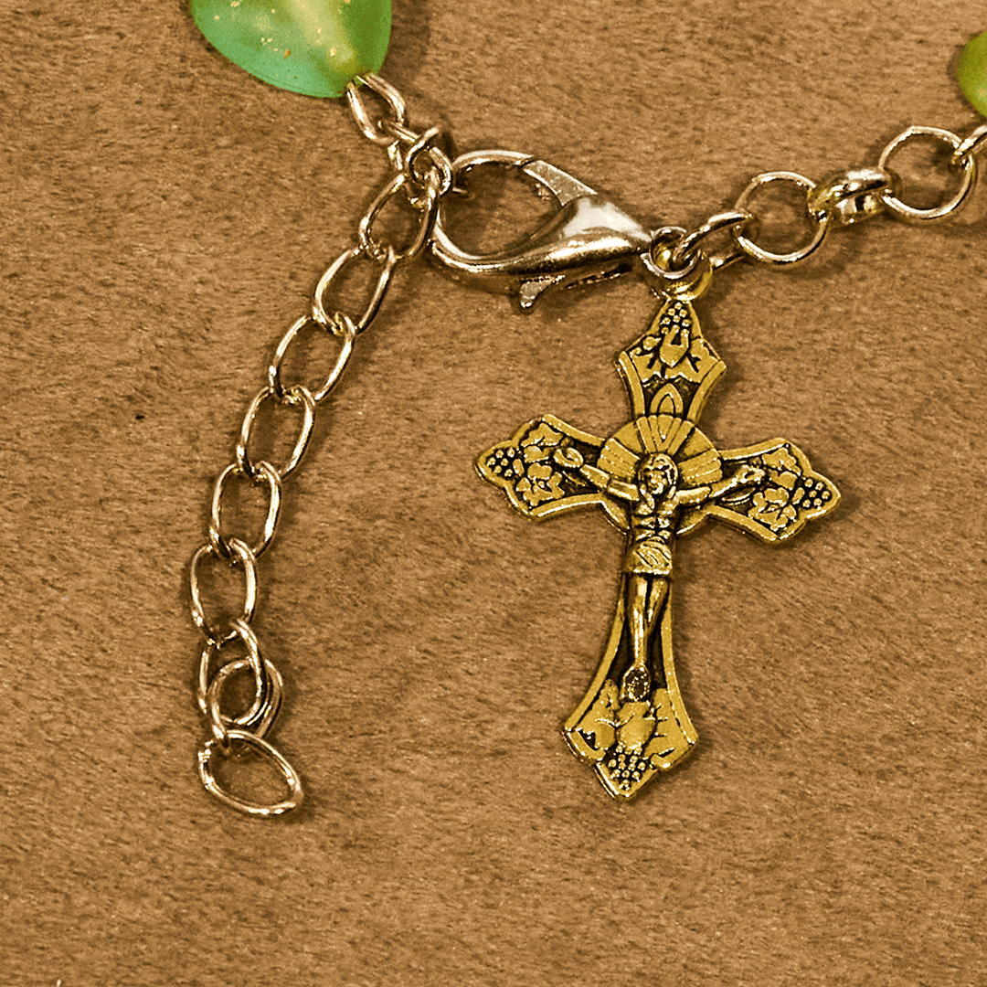 Green Heart & Butterfly Rosary, Bracelet: Devotion & Artful Spirituality
