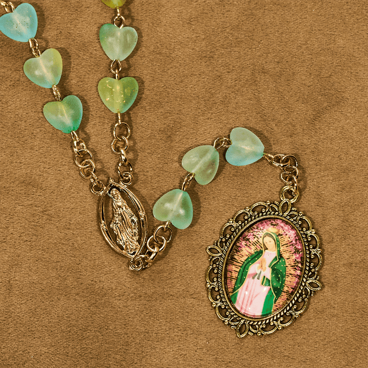 Green Heart & Butterfly Rosary, Bracelet: Devotion & Artful Spirituality