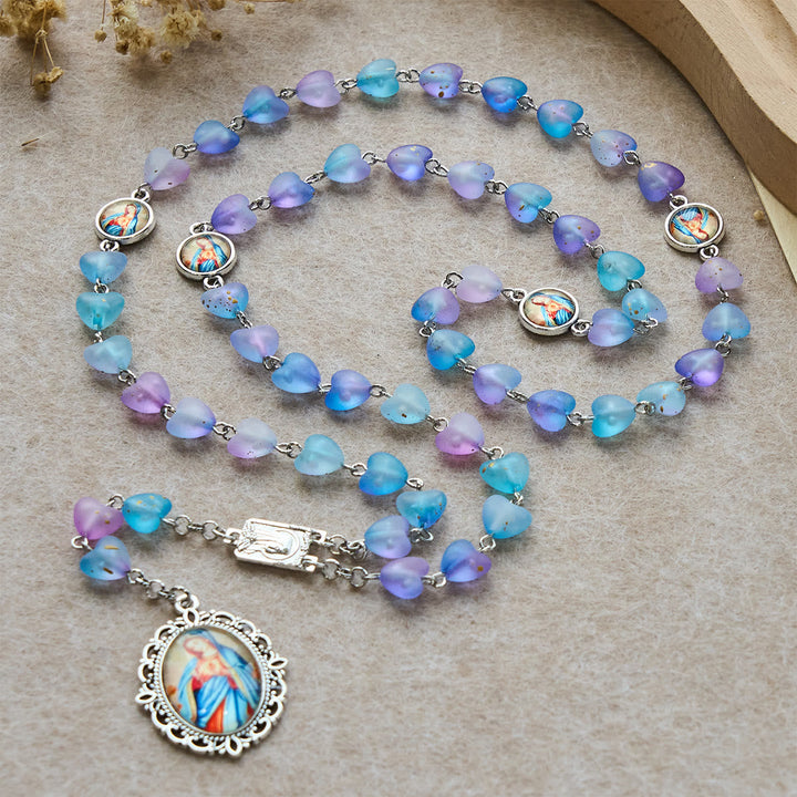 Blue Heart & Butterfly Rosary, Bracelet: Devotion & Artful Spirituality
