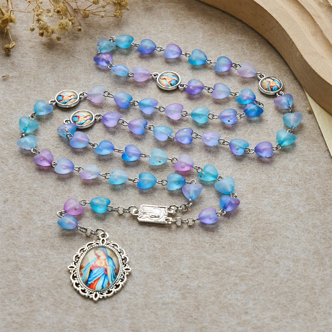 Blue Heart & Butterfly Rosary, Bracelet: Devotion & Artful Spirituality