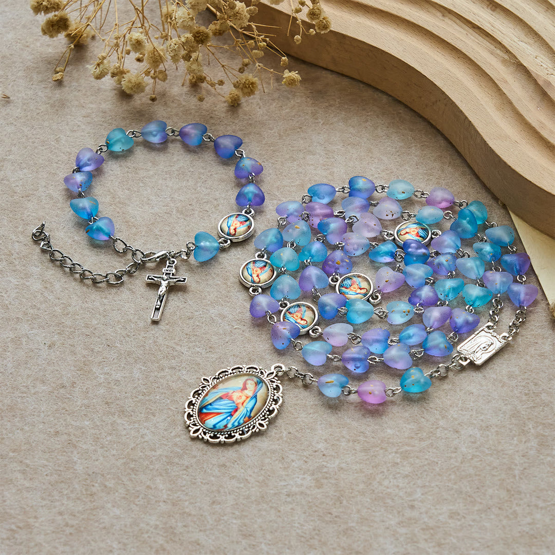 Blue Heart & Butterfly Rosary, Bracelet: Devotion & Artful Spirituality