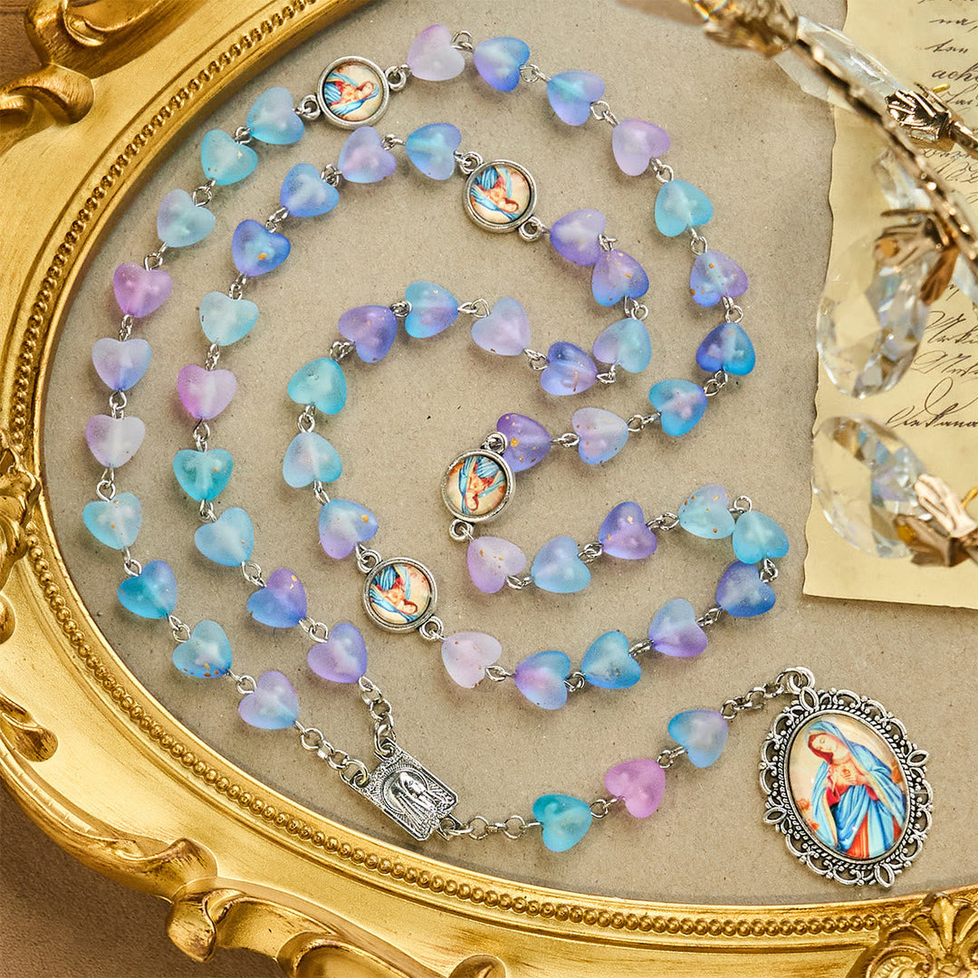 Blue Heart & Butterfly Rosary, Bracelet: Devotion & Artful Spirituality
