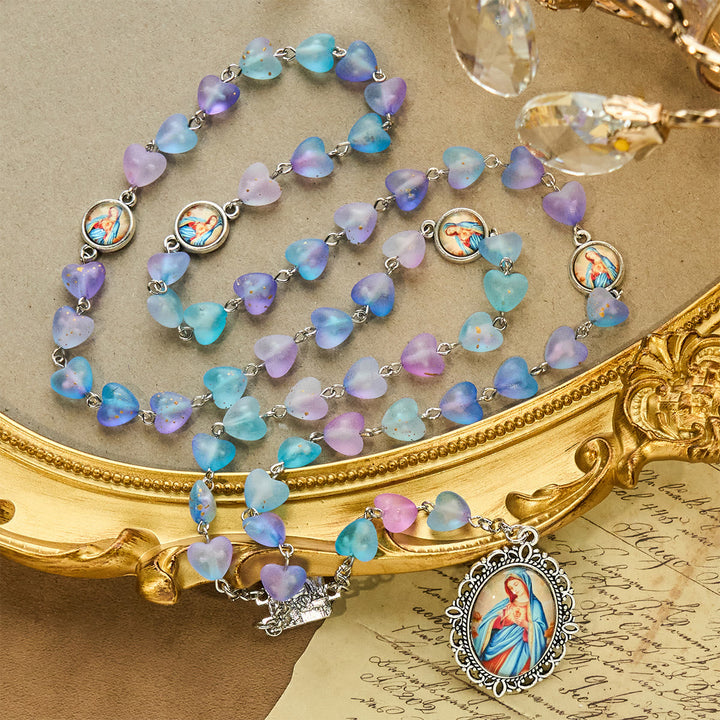Blue Heart & Butterfly Rosary, Bracelet: Devotion & Artful Spirituality