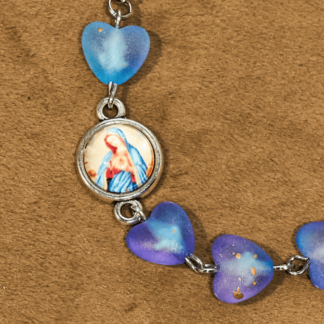 Blue Heart & Butterfly Rosary, Bracelet: Devotion & Artful Spirituality