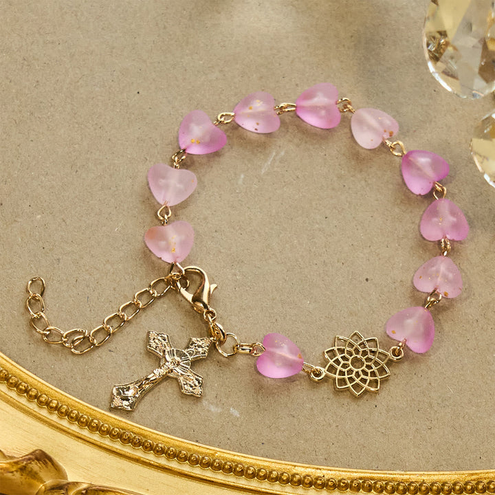 Pink Heart & Butterfly Rosary, Bracelet: Devotion & Artful Spirituality