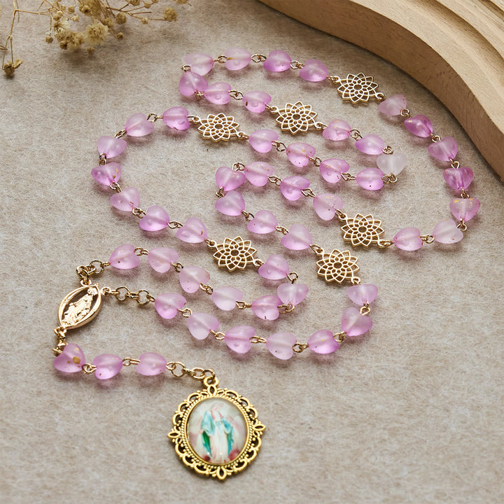 Pink Heart & Butterfly Rosary, Bracelet: Devotion & Artful Spirituality