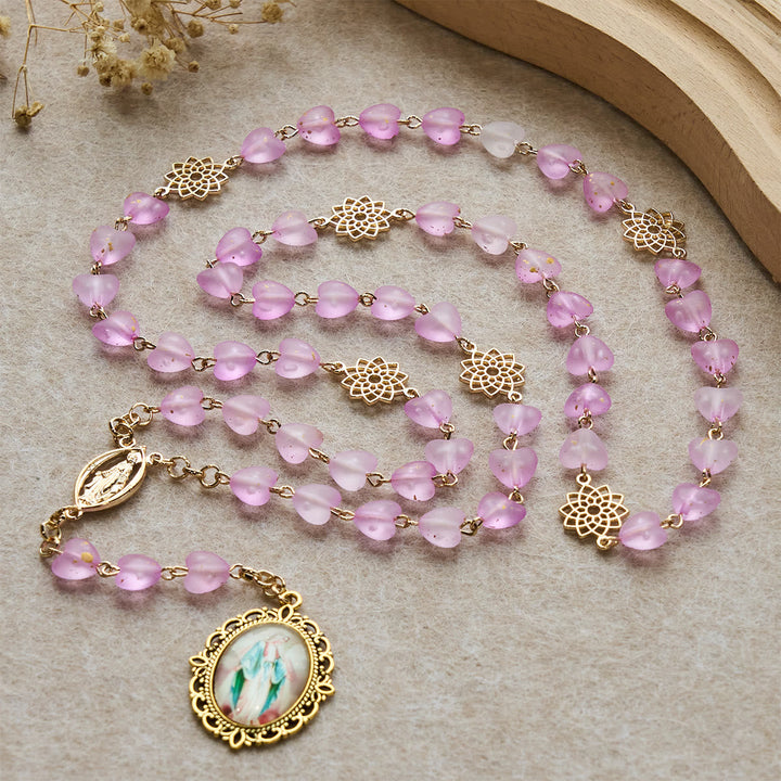 Pink Heart & Butterfly Rosary, Bracelet: Devotion & Artful Spirituality