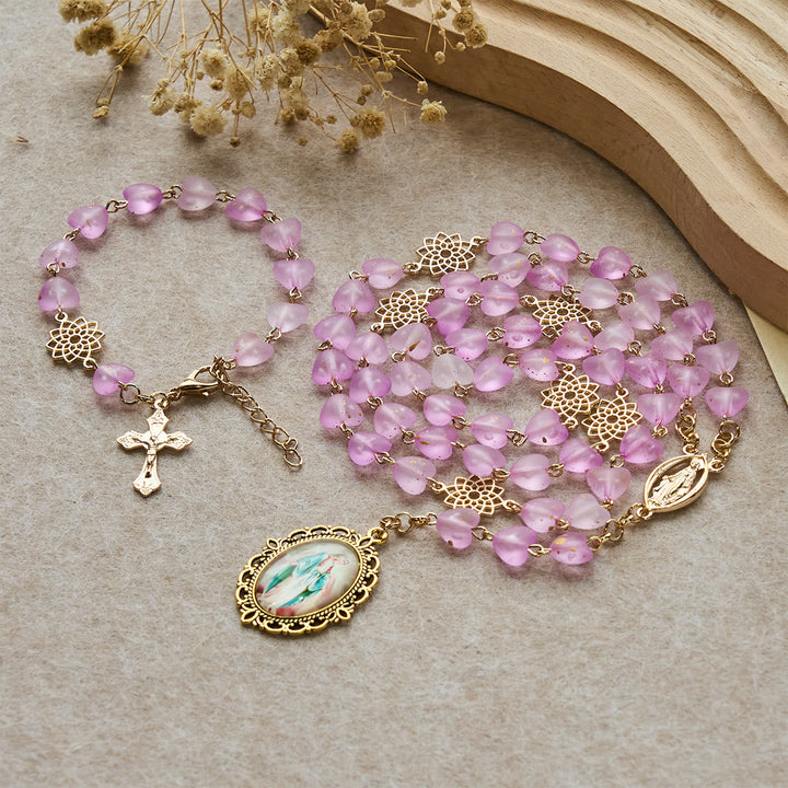 Pink Heart & Butterfly Rosary, Bracelet: Devotion & Artful Spirituality