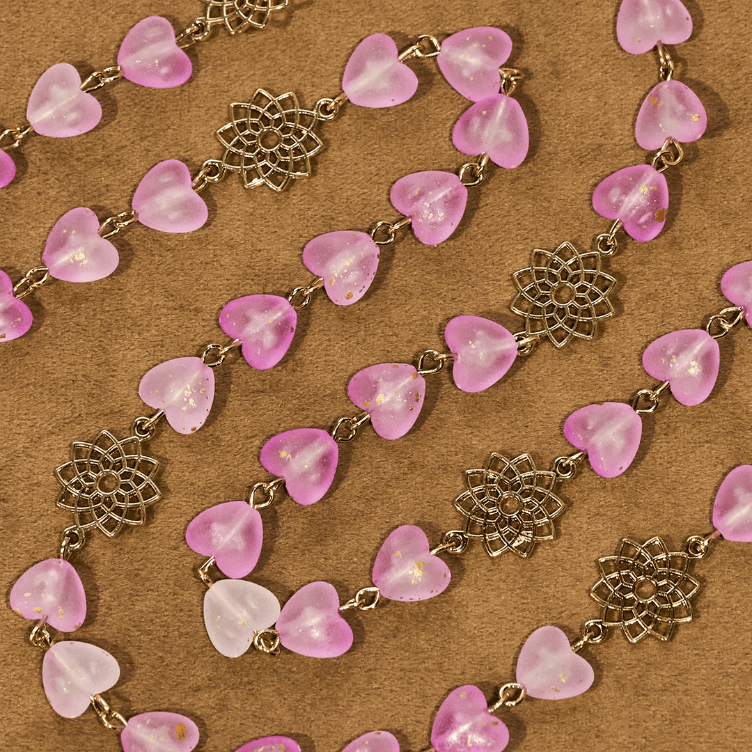 Pink Heart & Butterfly Rosary, Bracelet: Devotion & Artful Spirituality