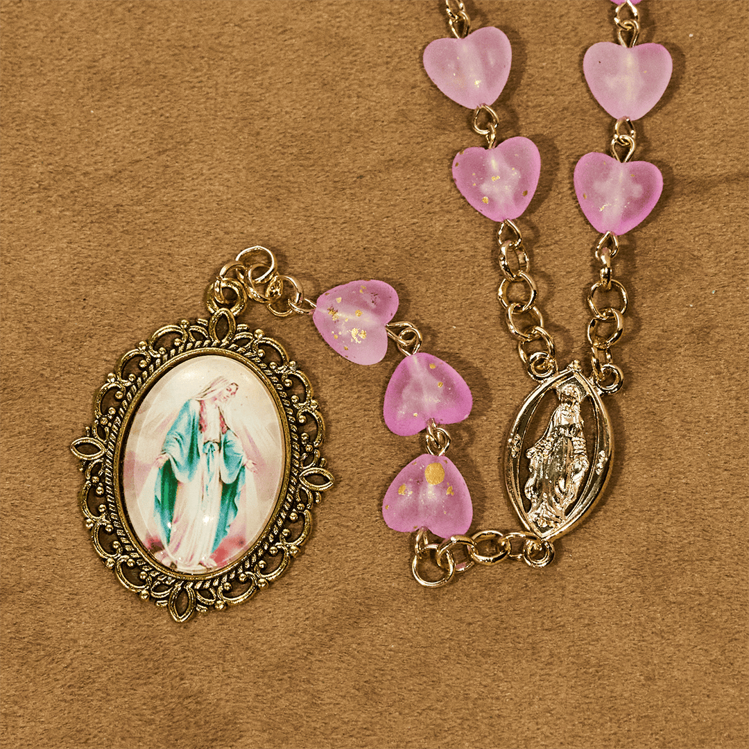 Pink Heart & Butterfly Rosary, Bracelet: Devotion & Artful Spirituality