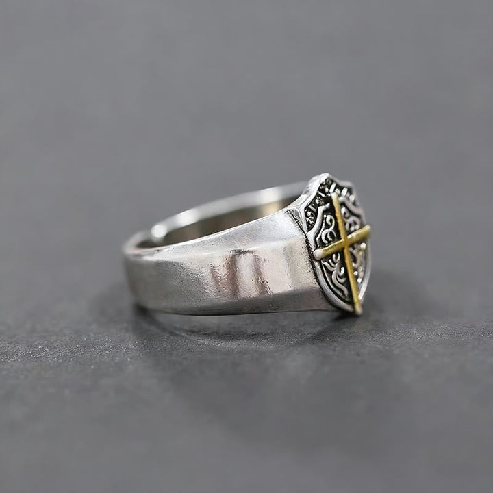Shield Cross Ring: Faithful Protection & Timeless Devotion