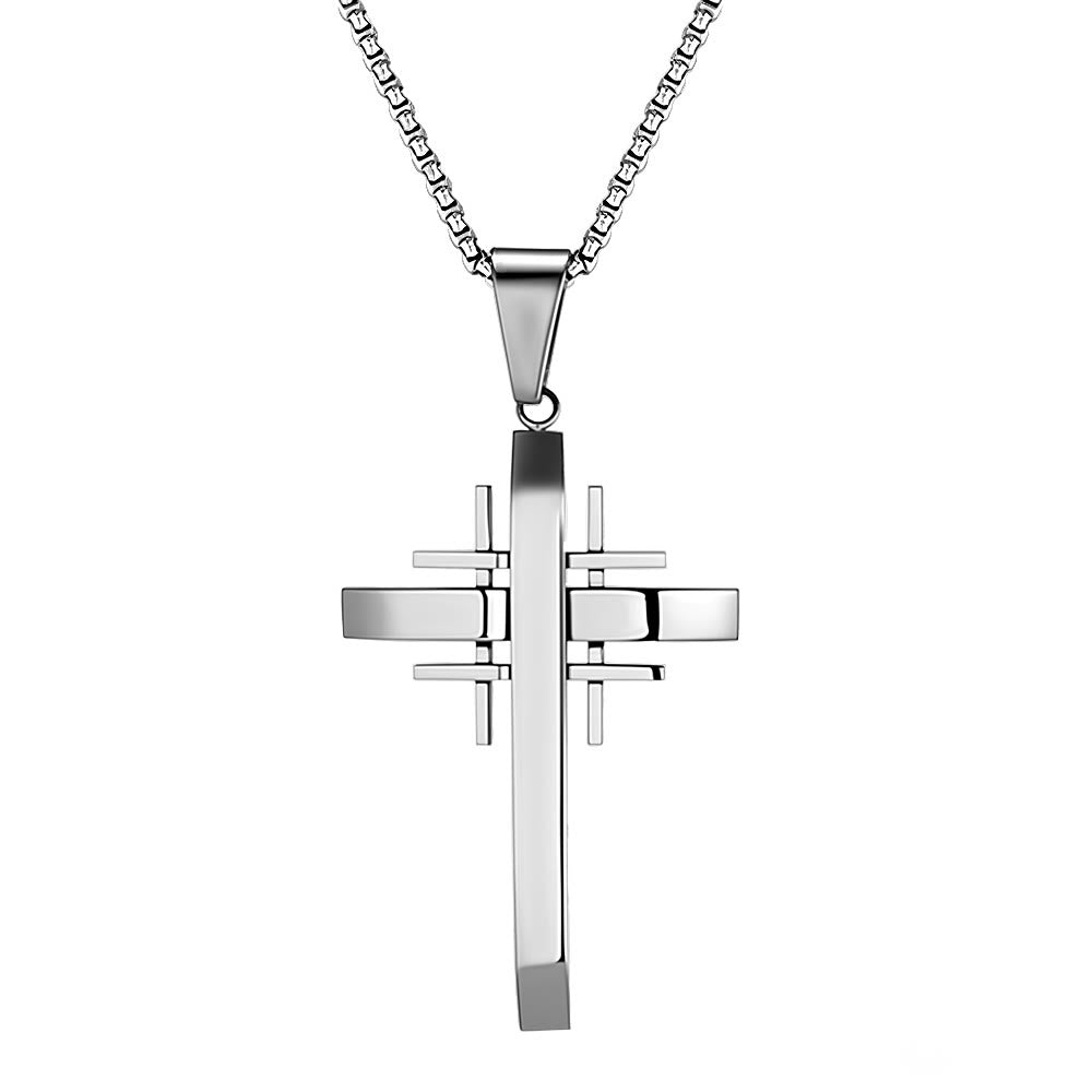 Geometric Cross Pendant Necklace: Modern Faith & Stylish Devotion