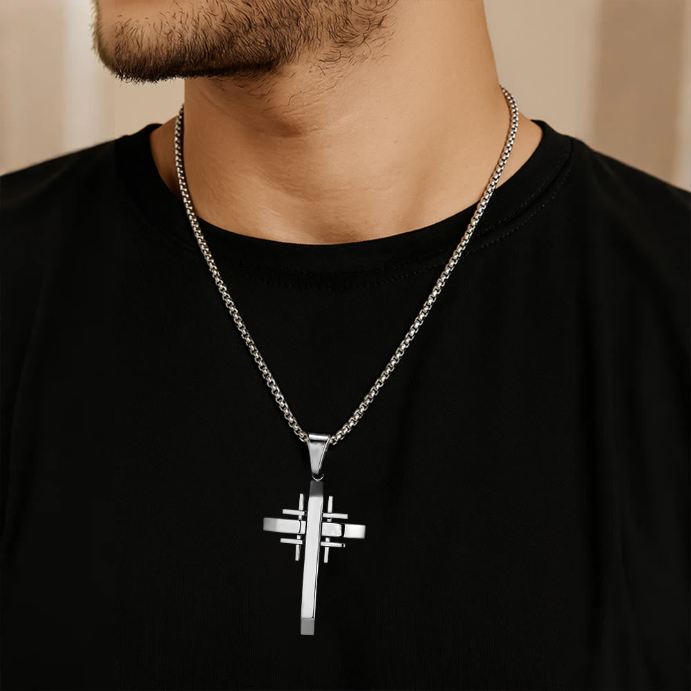 Geometric Cross Pendant Necklace: Modern Faith & Stylish Devotion
