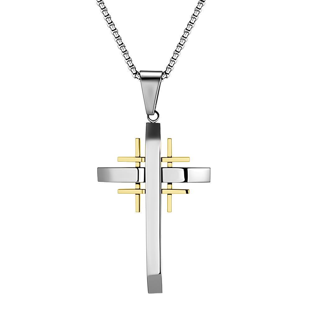 Geometric Cross Pendant Necklace: Modern Faith & Stylish Devotion
