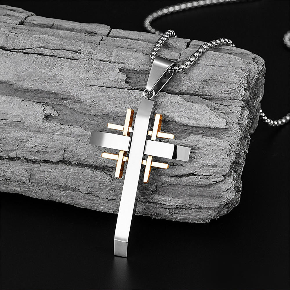 Geometric Cross Pendant Necklace: Modern Faith & Stylish Devotion