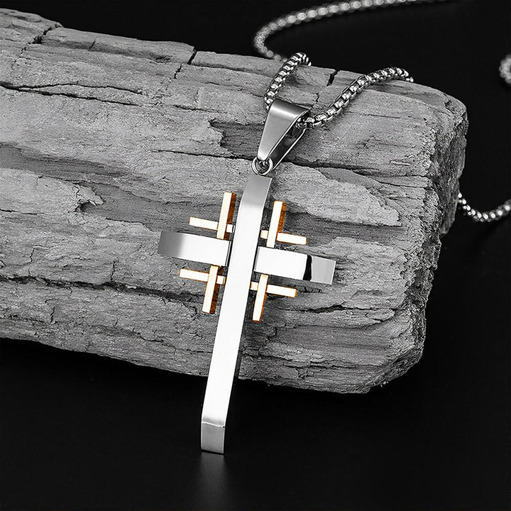 Geometric Cross Pendant Necklace: Modern Faith & Stylish Devotion