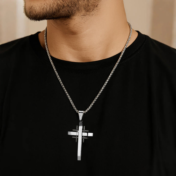 Geometric Cross Pendant Necklace: Modern Faith & Stylish Devotion