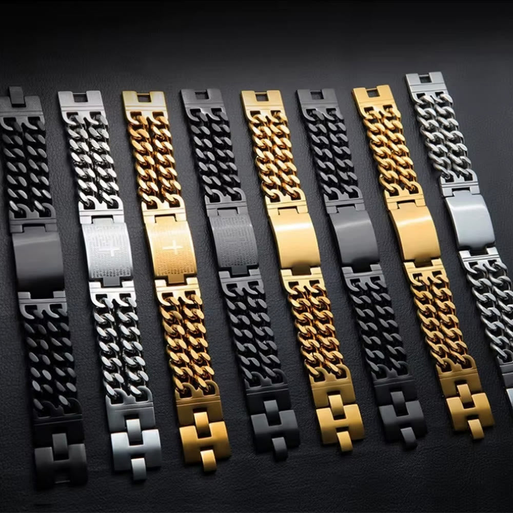 Cross & Prayer Bracelet: Sacred Text & Edgy Fashion