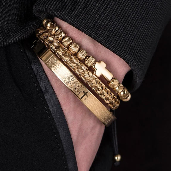 Stackable Cross Bracelet Set: Fashion-Forward Faith Integration