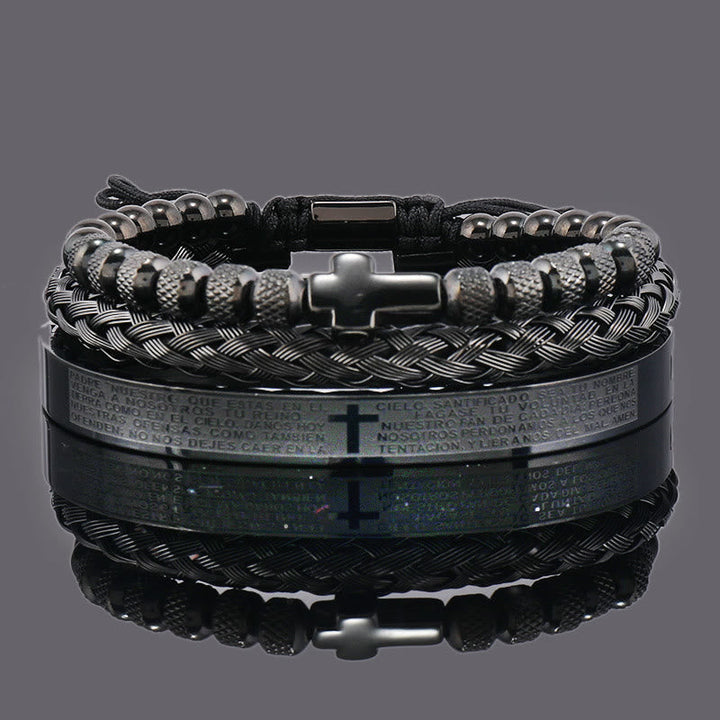 Stackable Cross Bracelet Set: Fashion-Forward Faith Integration