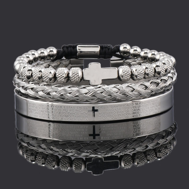 Stackable Cross Bracelet Set: Fashion-Forward Faith Integration