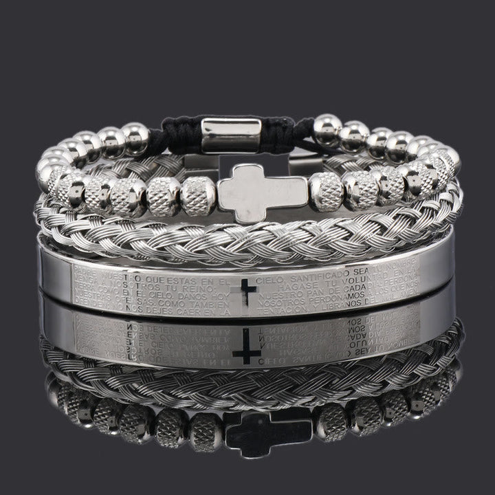 Stackable Cross Bracelet Set: Fashion-Forward Faith Integration