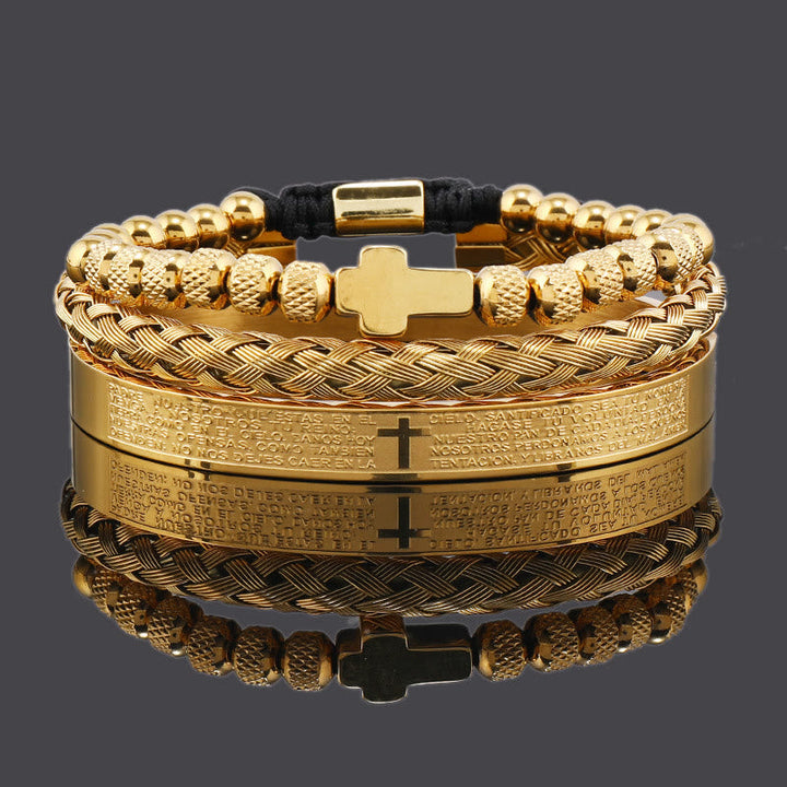 Stackable Cross Bracelet Set: Fashion-Forward Faith Integration