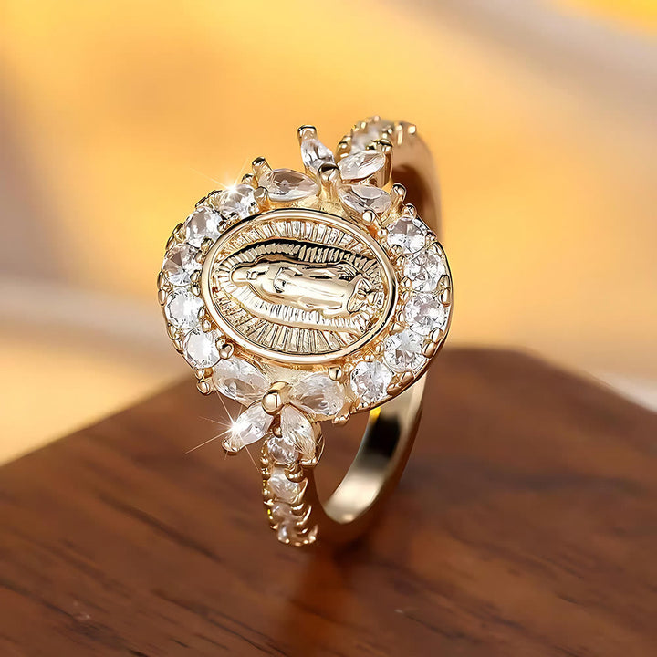 Elegant Virgin Mary Emblem Ring: Sacred Detail for Daily Devotion