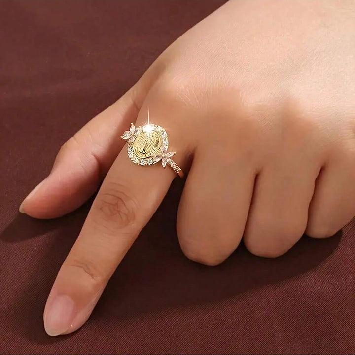 Elegant Virgin Mary Emblem Ring: Sacred Detail for Daily Devotion