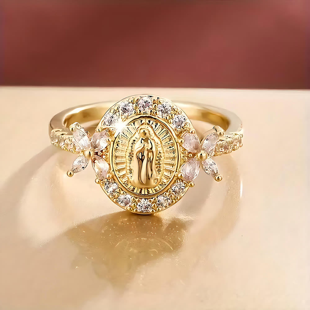 Elegant Virgin Mary Emblem Ring: Sacred Detail for Daily Devotion