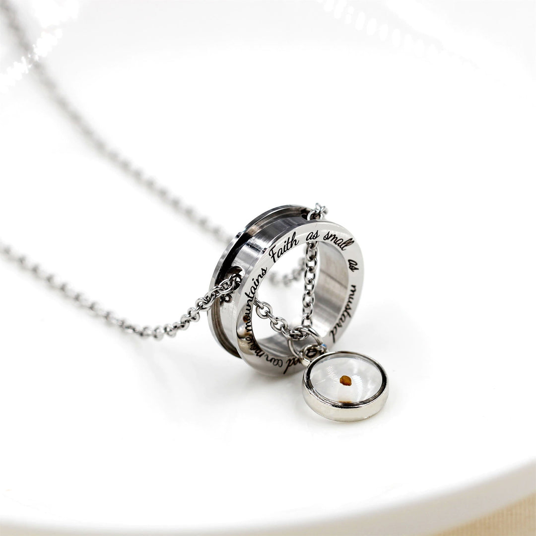 Faith As Mustard Seed Necklace: Varied Charms & Sacred Symbol for Daily Wear