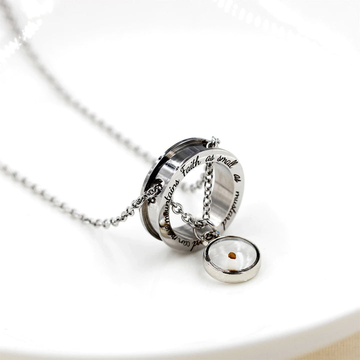 Faith As Mustard Seed Necklace: Varied Charms & Sacred Symbol for Daily Wear