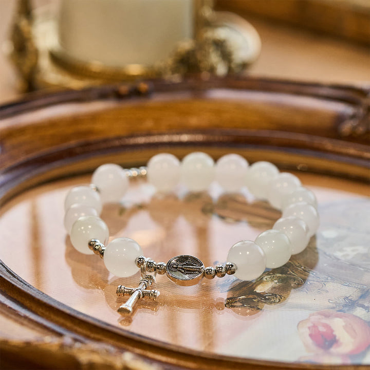 Pastel Glow Color-Shifting UV Bead Prayer Bracelet with Our Lady