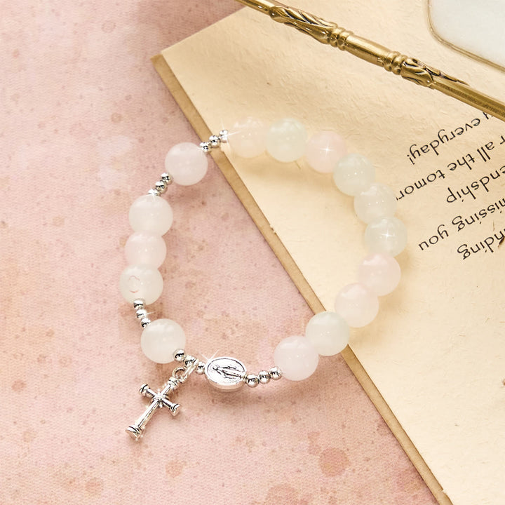 Pastel Glow Color-Shifting UV Bead Prayer Bracelet with Our Lady