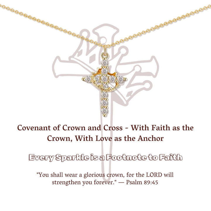 Covenant of Crown and Cross: Modern Crowned in Faith Cross Necklace with Gift Card