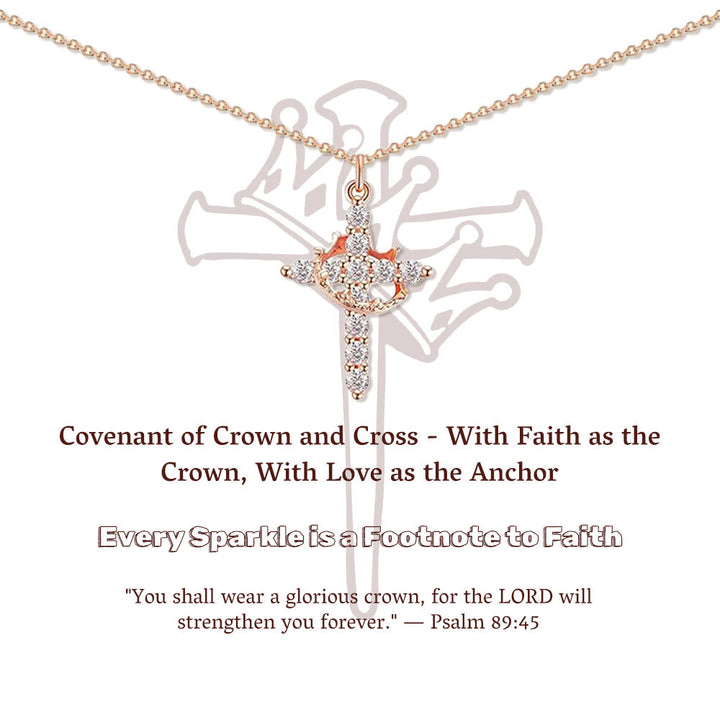 Covenant of Crown and Cross: Modern Crowned in Faith Cross Necklace with Gift Card