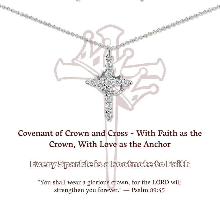 Covenant of Crown and Cross: Modern Crowned in Faith Cross Necklace with Gift Card