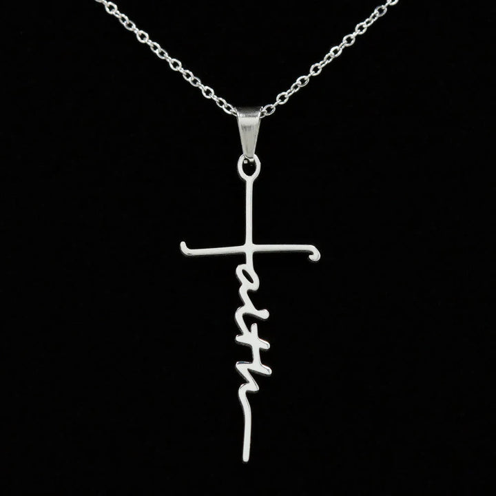 Elegant Scripted Faith Cross: Gentle Belief Charm & Daily Wear Jewelry