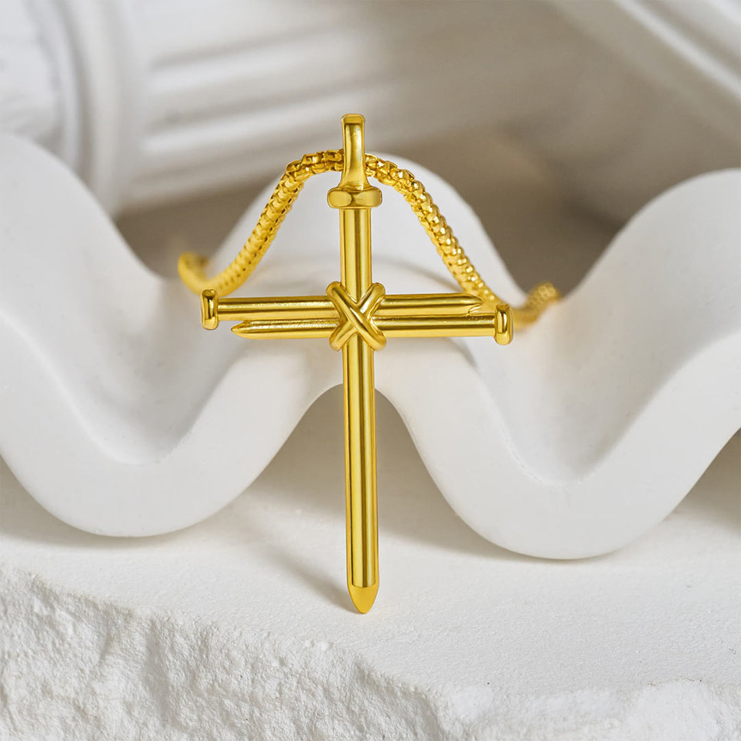 3-Color Nail Cross Pendant Necklace: Gentle Faith Reminder for Daily Life