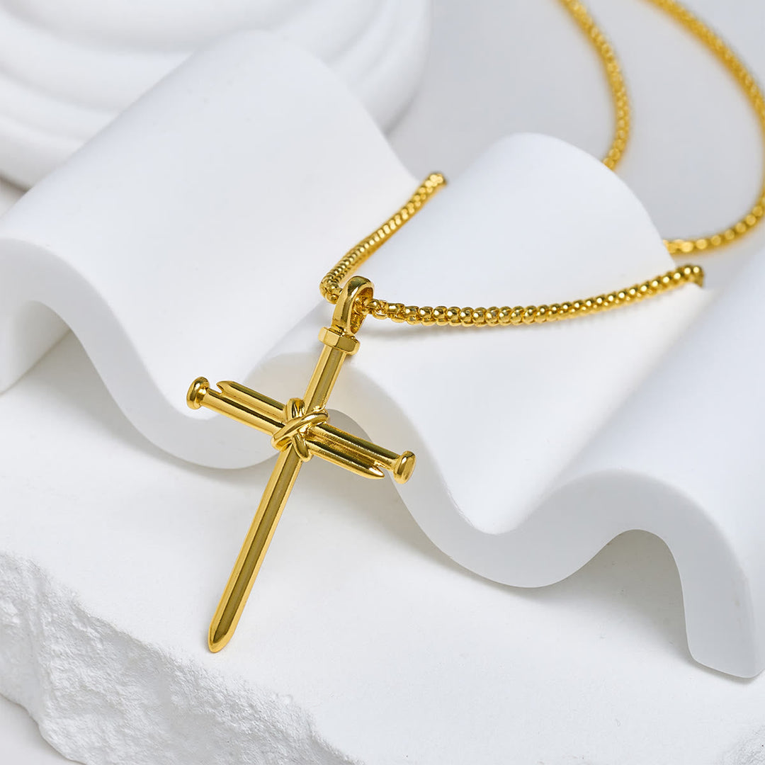 3-Color Nail Cross Pendant Necklace: Gentle Faith Reminder for Daily Life