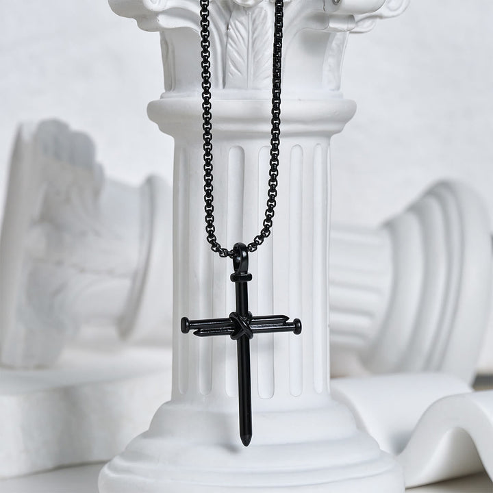 3-Color Nail Cross Pendant Necklace: Gentle Faith Reminder for Daily Life