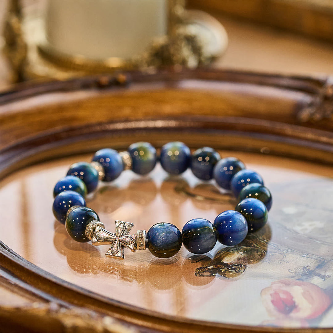 Shimmering Cross Resin Beads Bracelet: Tender Devotion for Daily Moments