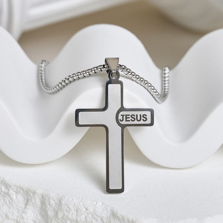 Minimalist Cross Necklace with "JESUS" Detail: Understated Expression of Faith