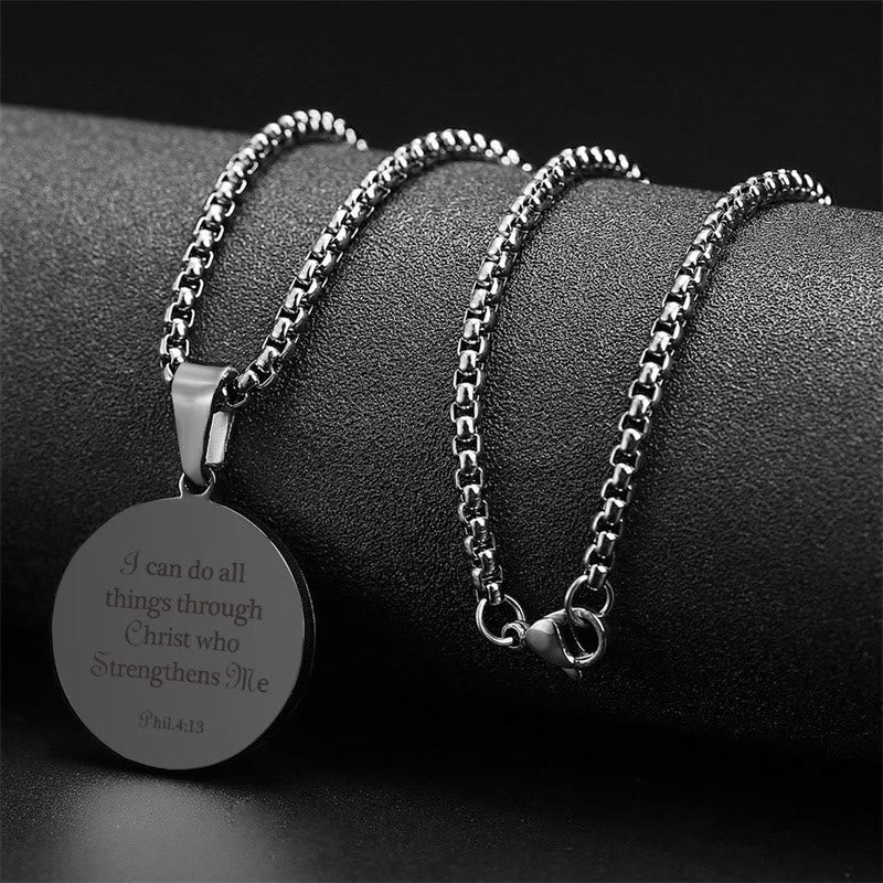 Sports Prayer Pendant Necklace: Philippians 4:13 & Sport Icon for Daily Carry