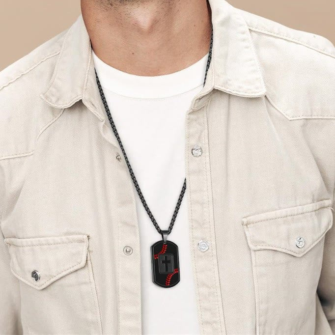 Polished Baseball Dog Tag with Scripture: Constant Grace Reminder for Daily Life